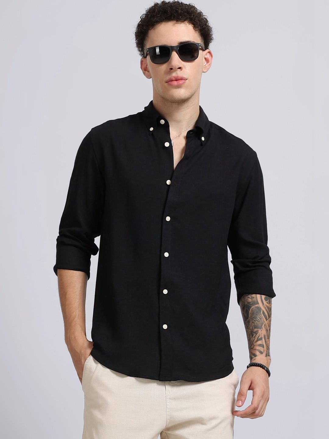 Blu MNKY Blu MNKY Men Classic Slim Fit Casual Shirt