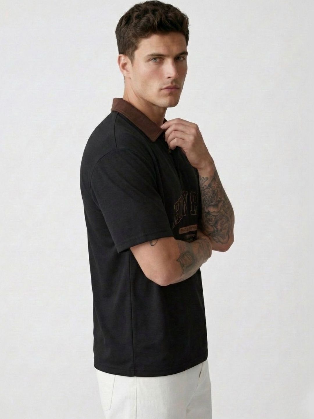 CLUB 44 Men Typography Printed Polo Collar T-shirt