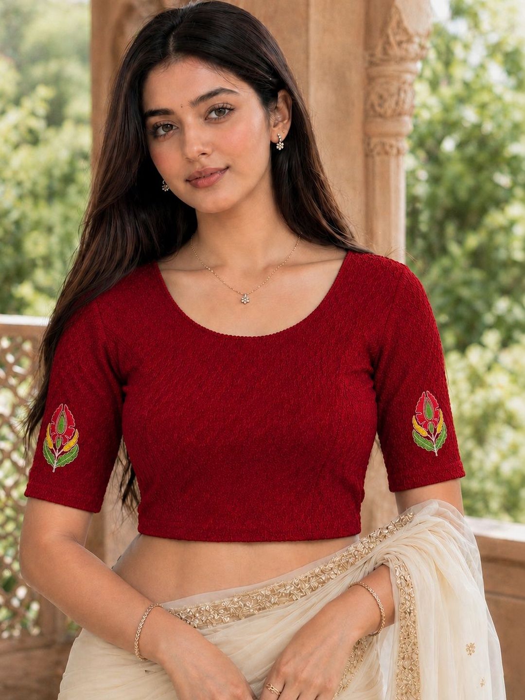 Rajnandini Woven Design Thread Work Saree Blouse