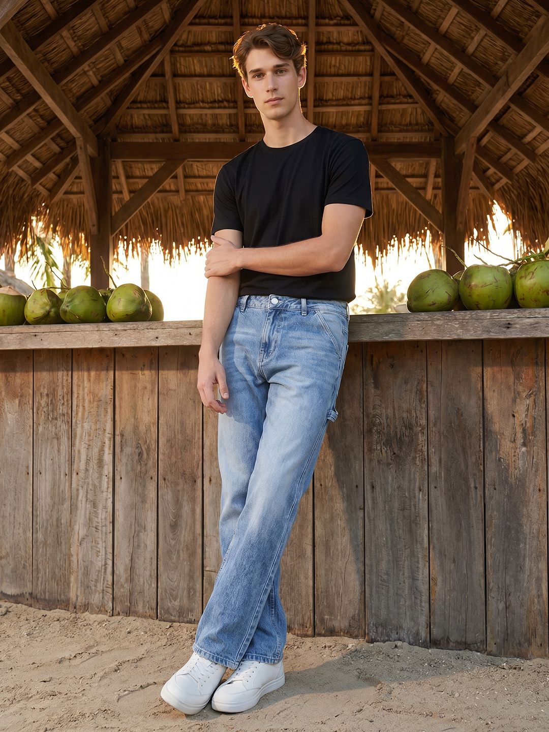Mast & Harbour Men Straight Fit Heavy Fade Jeans