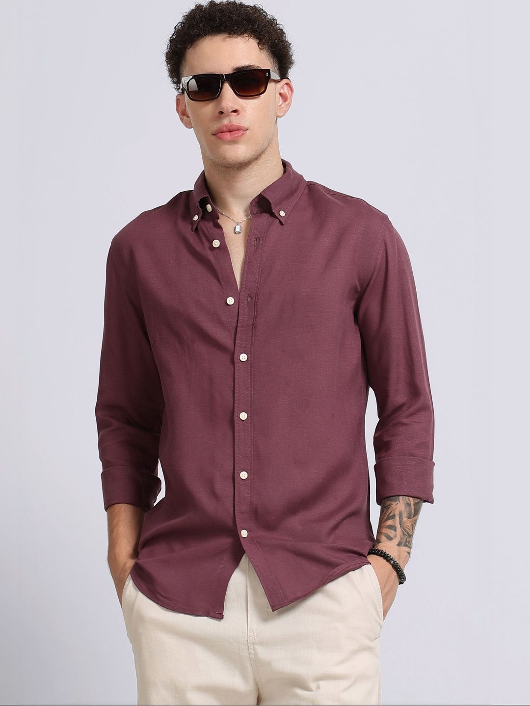Blu MNKY Blu MNKY Men Classic Slim Fit Casual Shirt