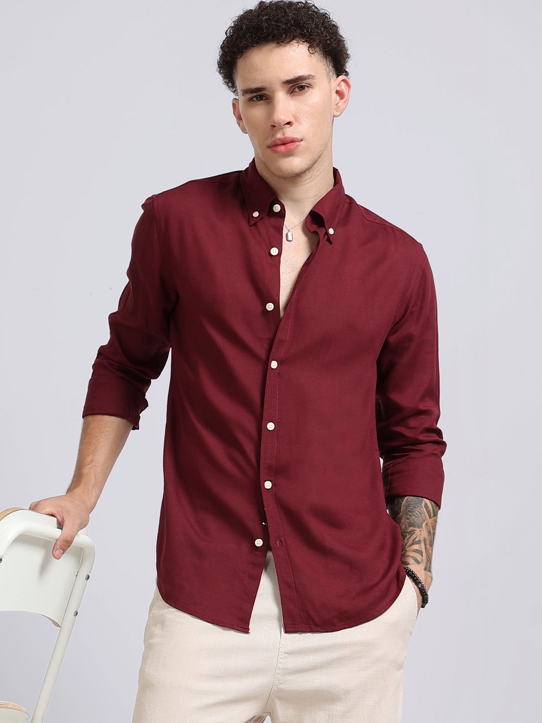 Blu MNKY Men Classic Slim Fit Casual Shirt