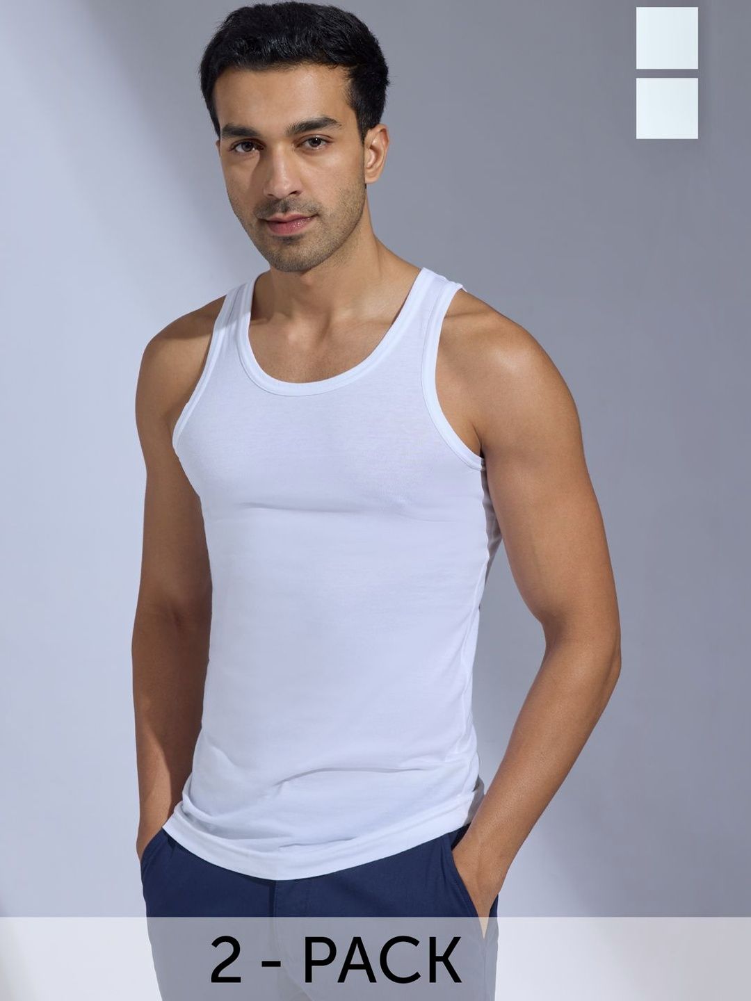 XYXX Pack Of 2 Cotton Undershirt Vests XYVEST2PCKN12