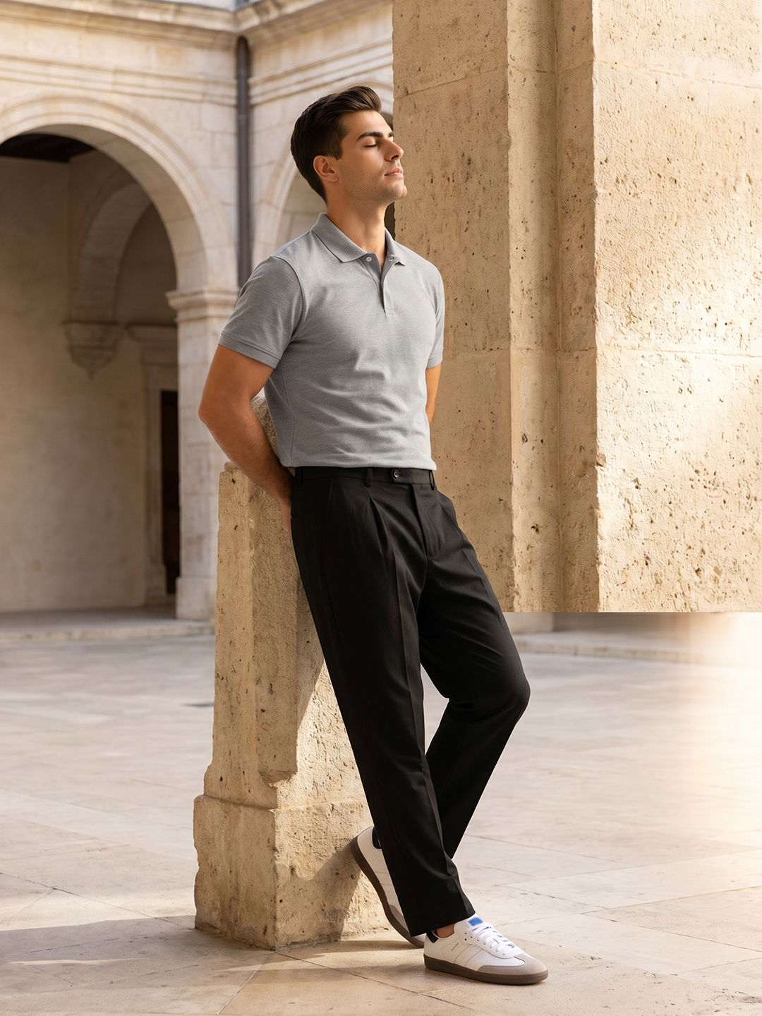 encore by INVICTUS Men Easy Wash Pleated Trousers