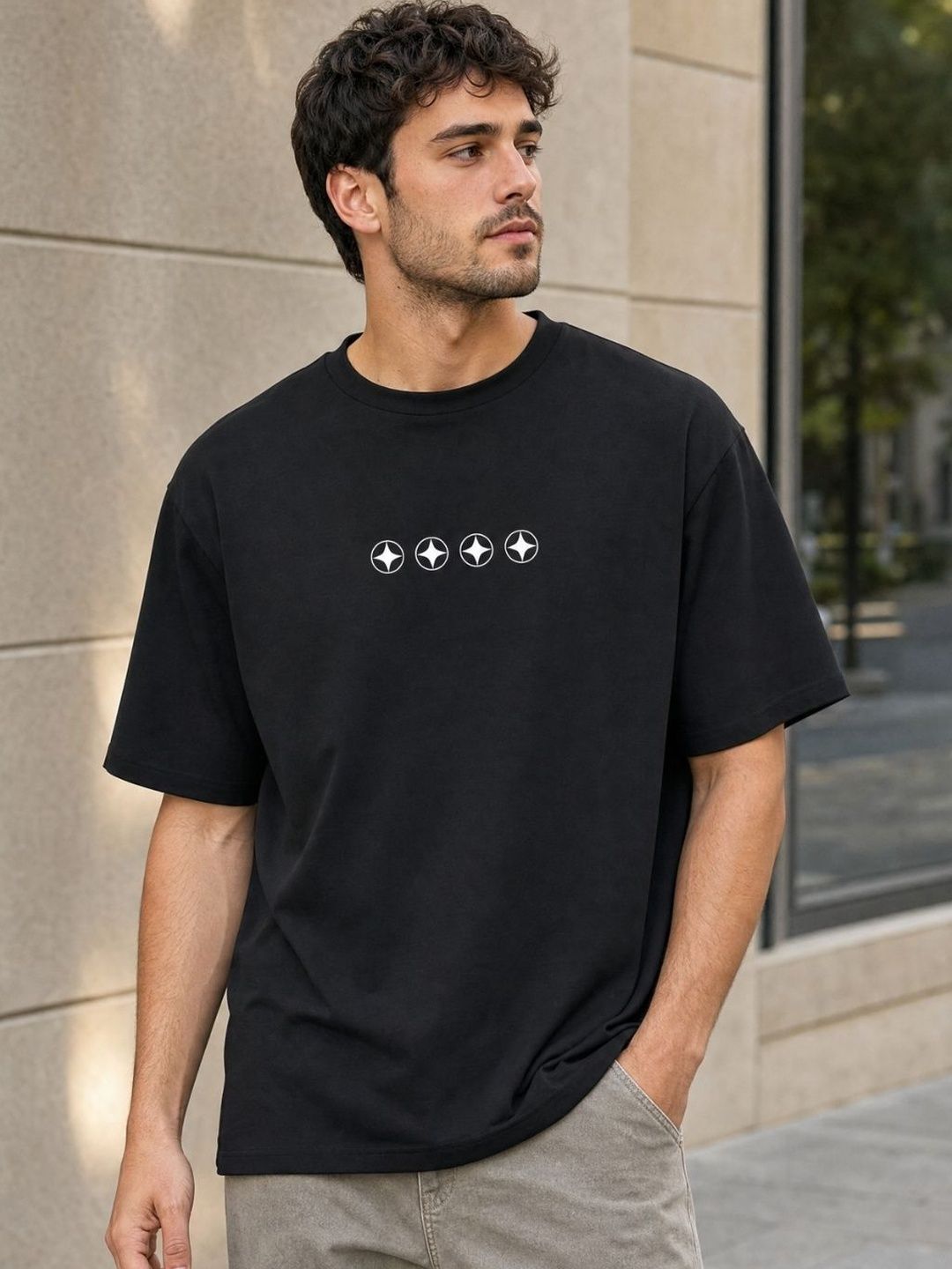 NOBERO Men Graphic Printed Oversized Cotton T-shirt