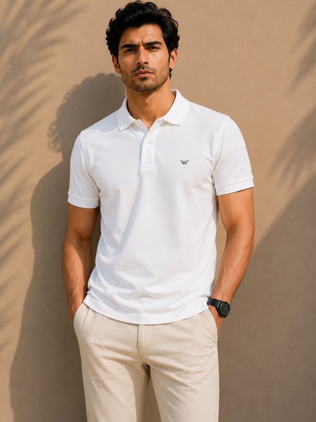 WILD COPS Men Brand Logo Polo Collar Boxy T-shirt