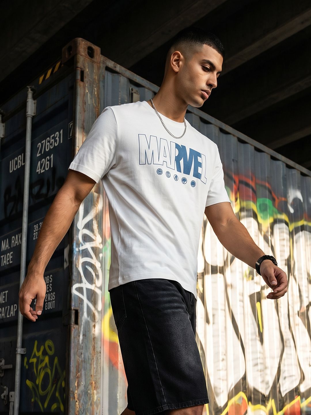 MARVEL STREET Typography Printed Pure Cotton T-Shirt