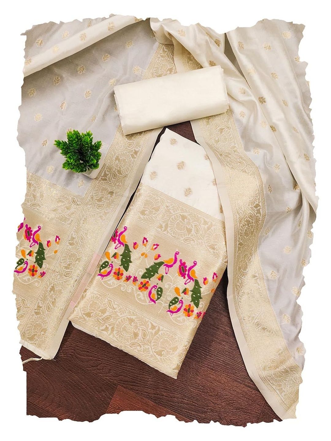 DEVANGI Pure Silk Unstitched Dress Material