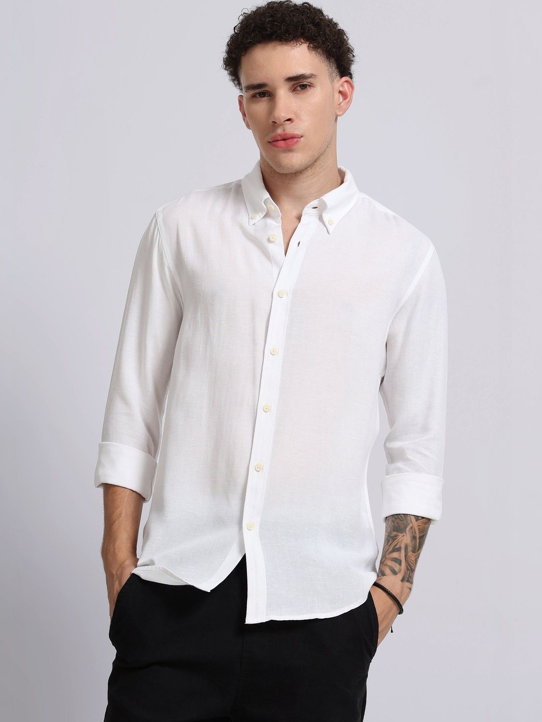Blu MNKY Men Classic Slim Fit Casual Shirt