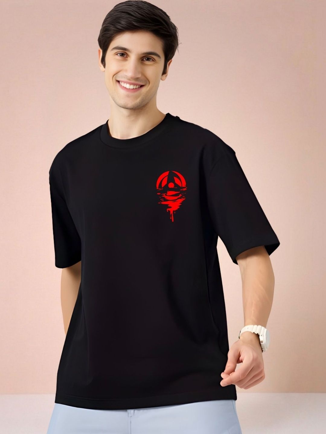 THE RICH STATE Graphic Printed Round Neck Relaxed Fit Cotton T-shirt