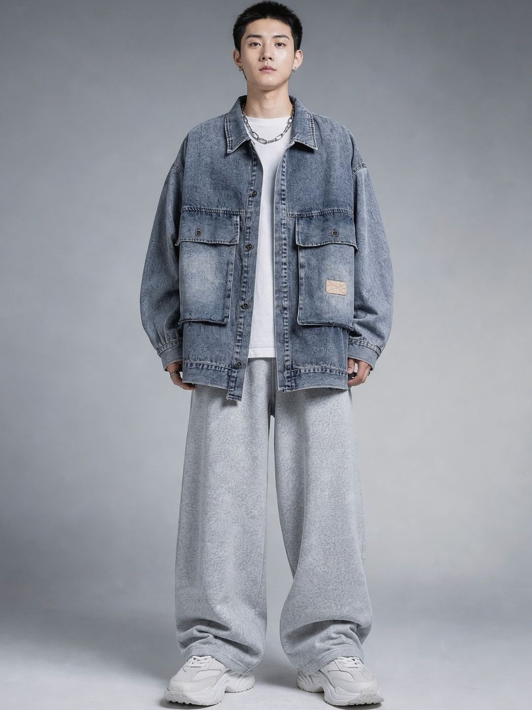 ATELIER REBEL Men Washed Outdoor Denim Jacket