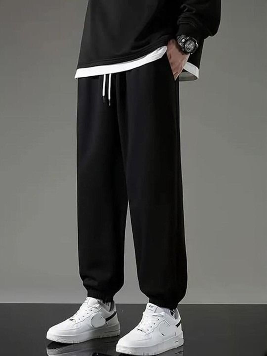 POSU TRENDZ Men Relaxed Loose Fit High-Rise Trousers