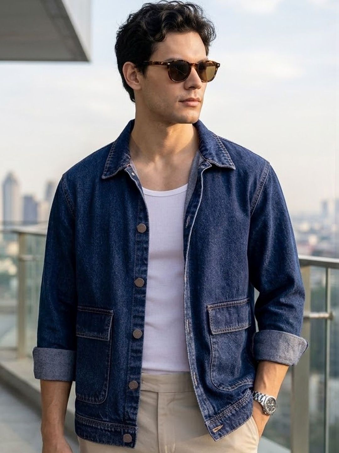 Buy The Roadster Life Co. Pure Cotton Oversized Denim Truckers