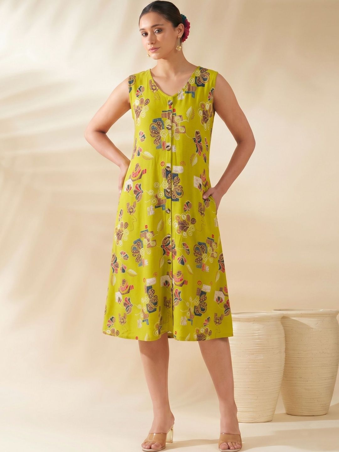 YANAMORA Print A-Line Dress