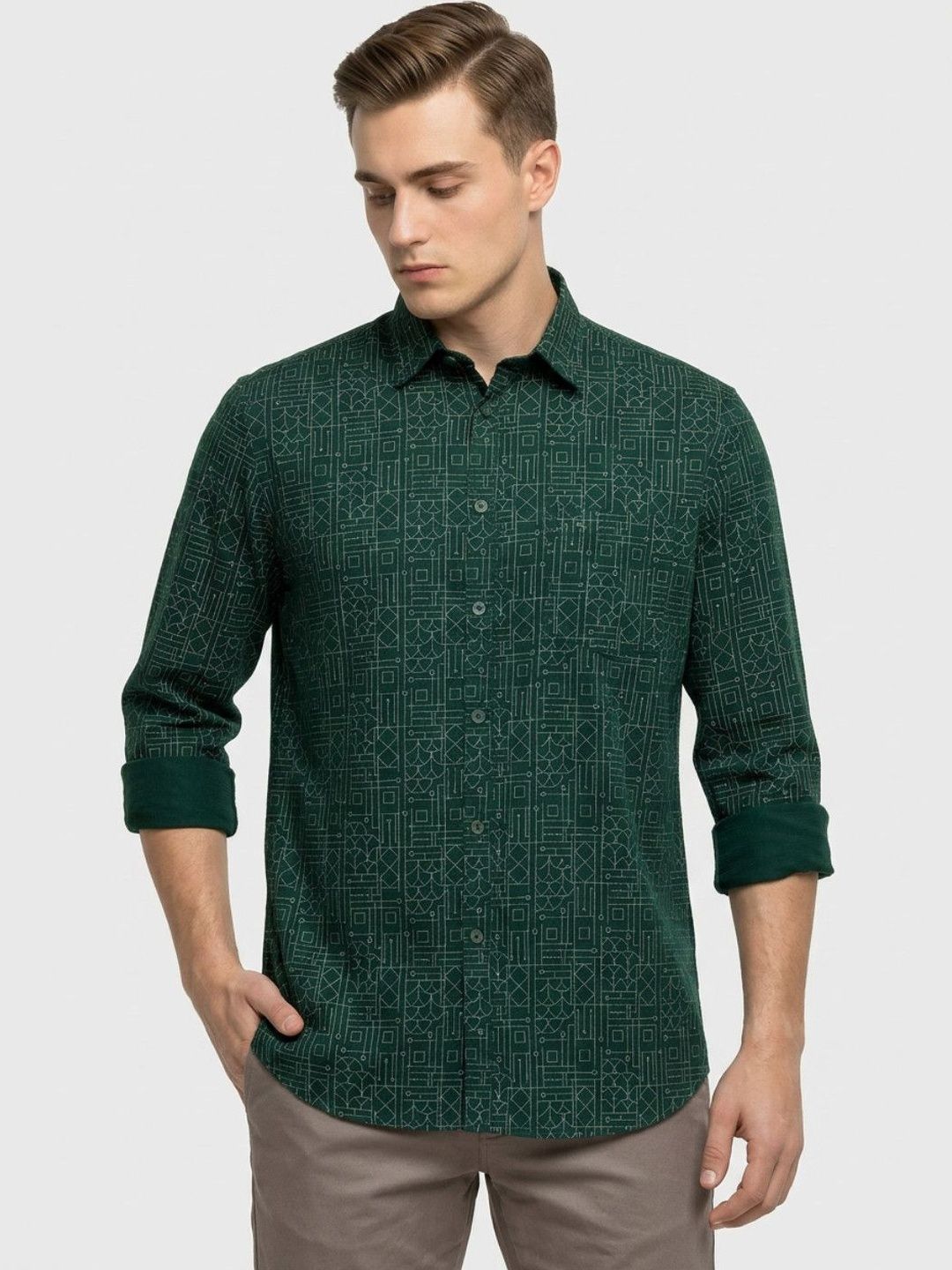 Parx Men Slim Fit Printed Casual Shirt