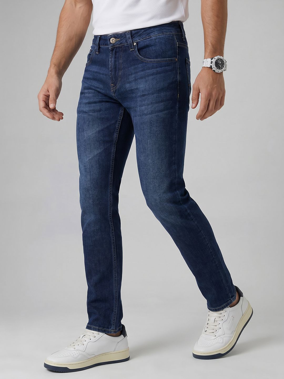 SPYKAR SPYKAR Men Nico Slim Fit Low-Rise Stretchable Mid Blue Jeans