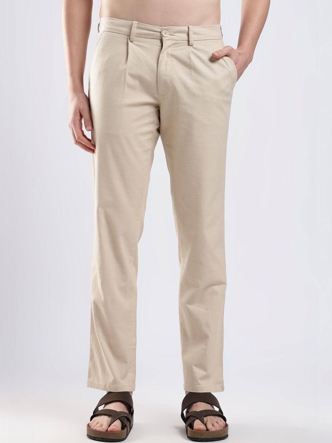 THE BEETEL HOUSE Men Relaxed Easy Wash Trousers