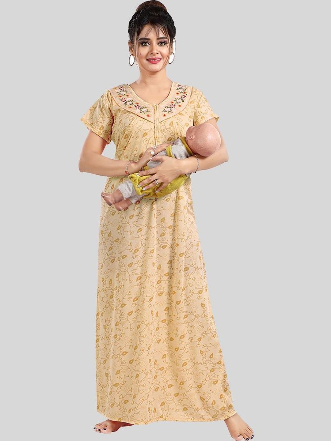 Gutthi Printed Maxi Nightdress
