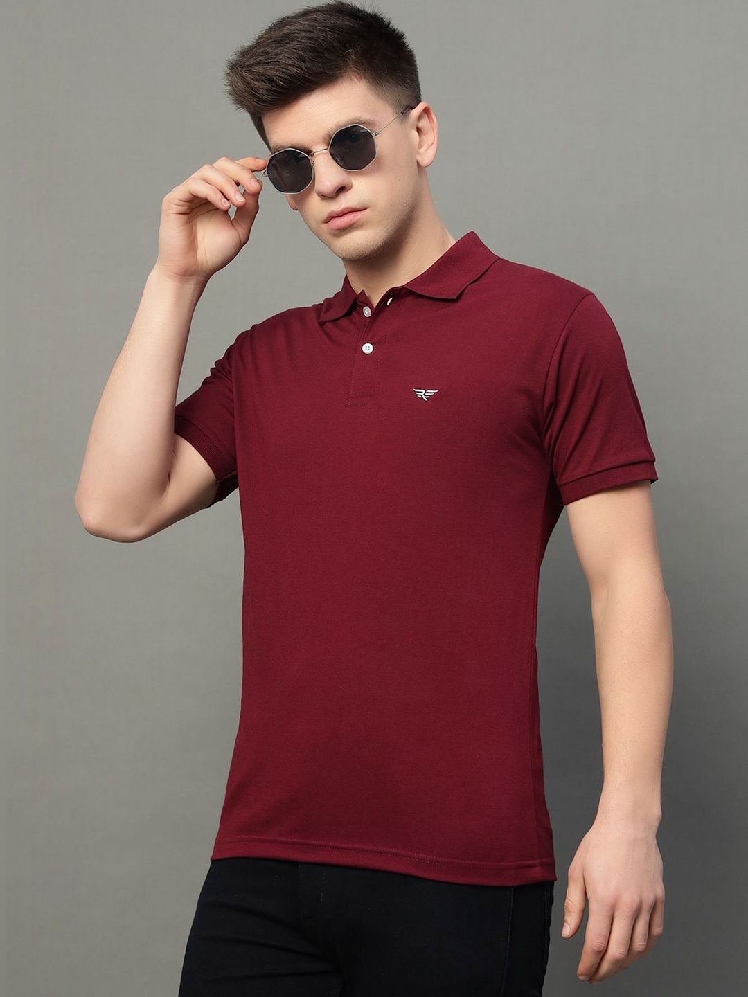 XYRIS Men Brand Logo Polo Collar T-shirt