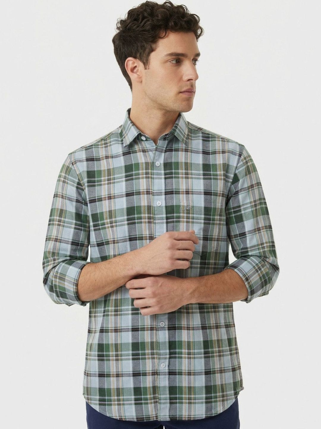 ColorPlus ColorPlus Men Checked Long Sleeves Casual Cotton Shirt