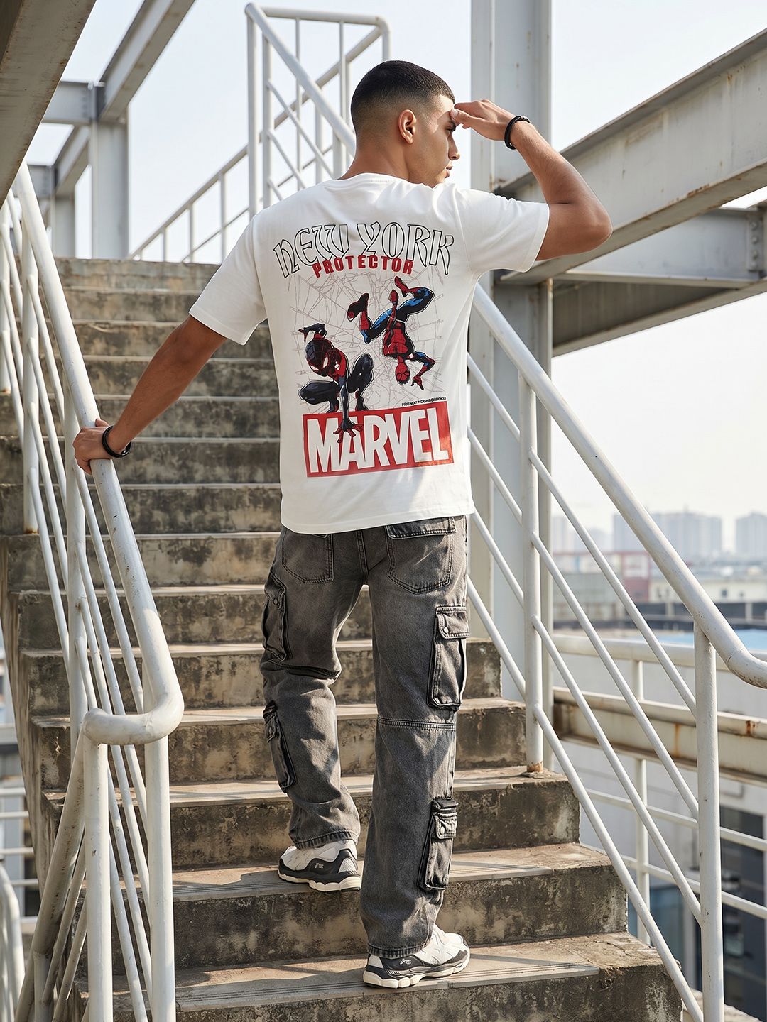 MARVEL STREET Spiderman Printed Pure Cotton T-shirt