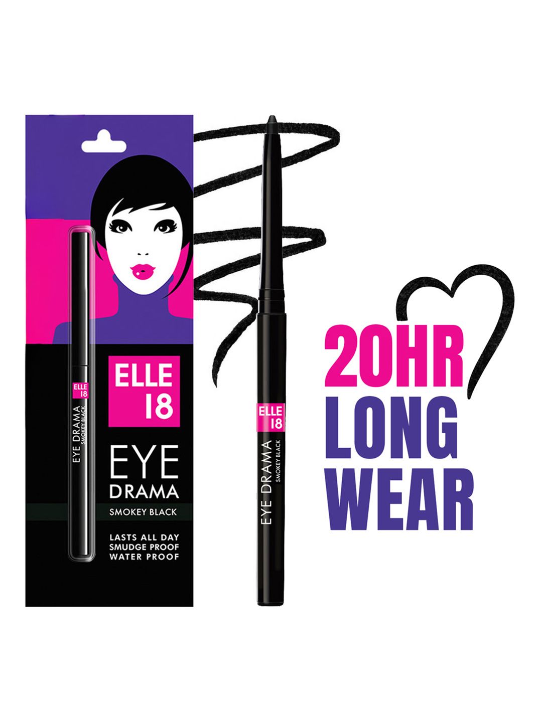 ELLE 18 ELLE 18  Eye Drama Smudgeproof Long-Wear Kajal With Deep Pigment 0.35g - Smokey Black