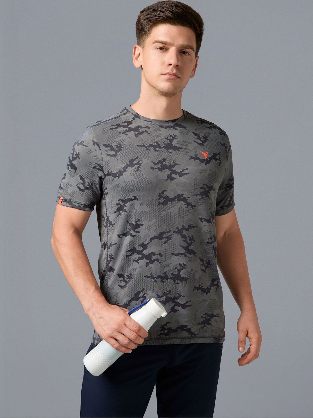 Technosport Camouflage Printed Round Neck Short Sleeves Slim Fit Polyester T-shirt