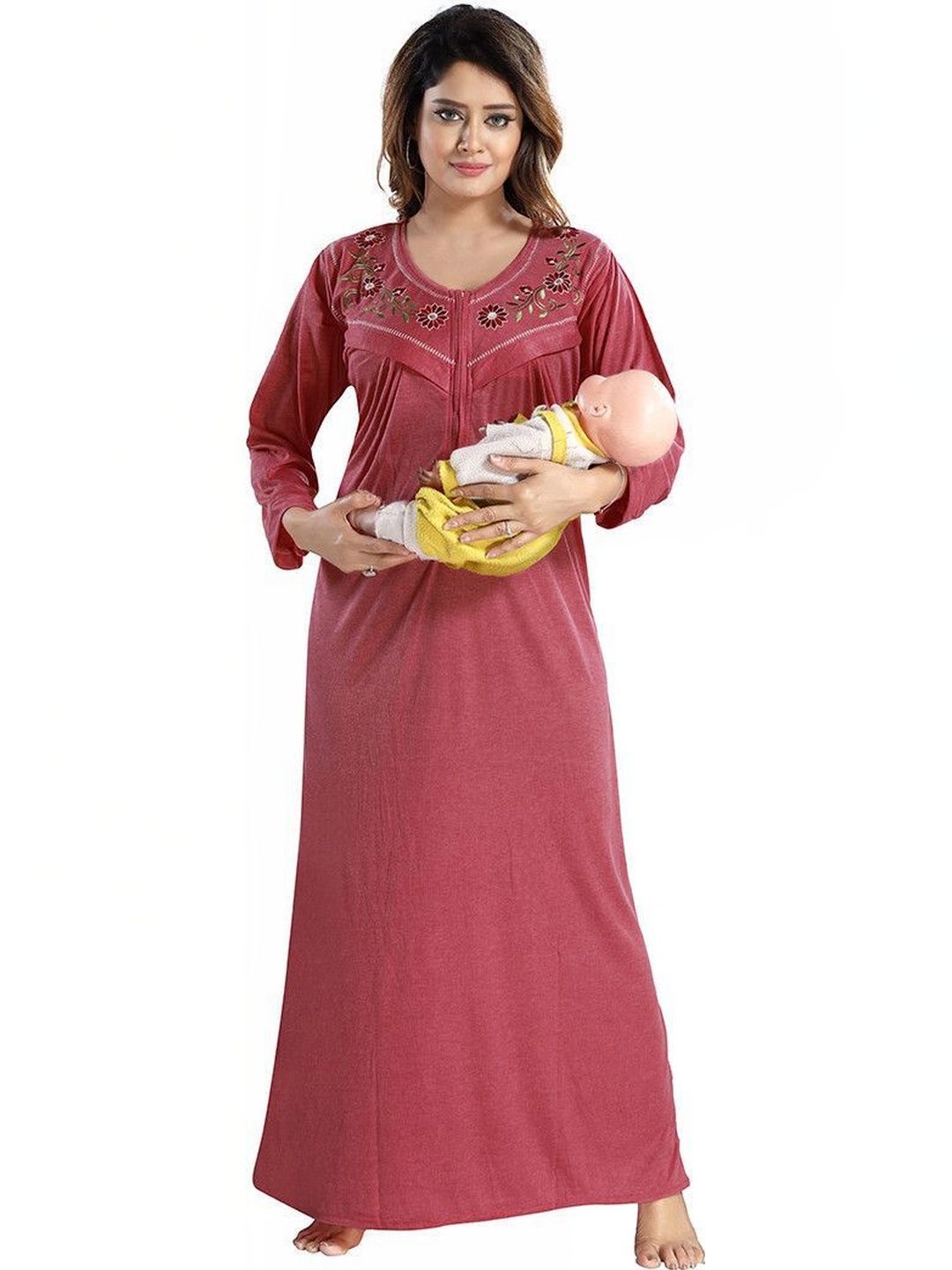 Gutthi Embroidered Maxi Nightdress