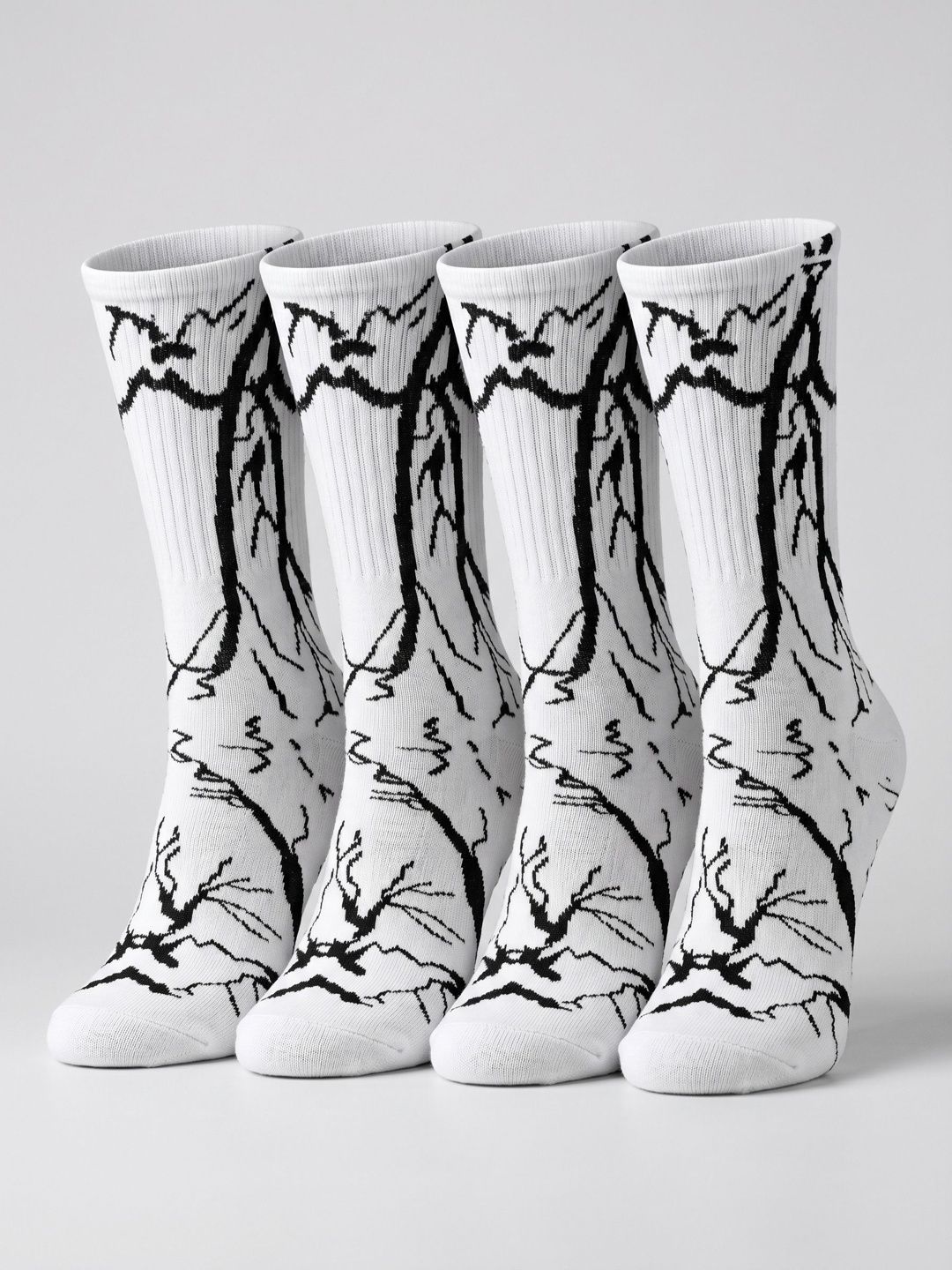 Moda Rapido Men Pack of 4 Cotton Blend Patterned Calf Length Socks