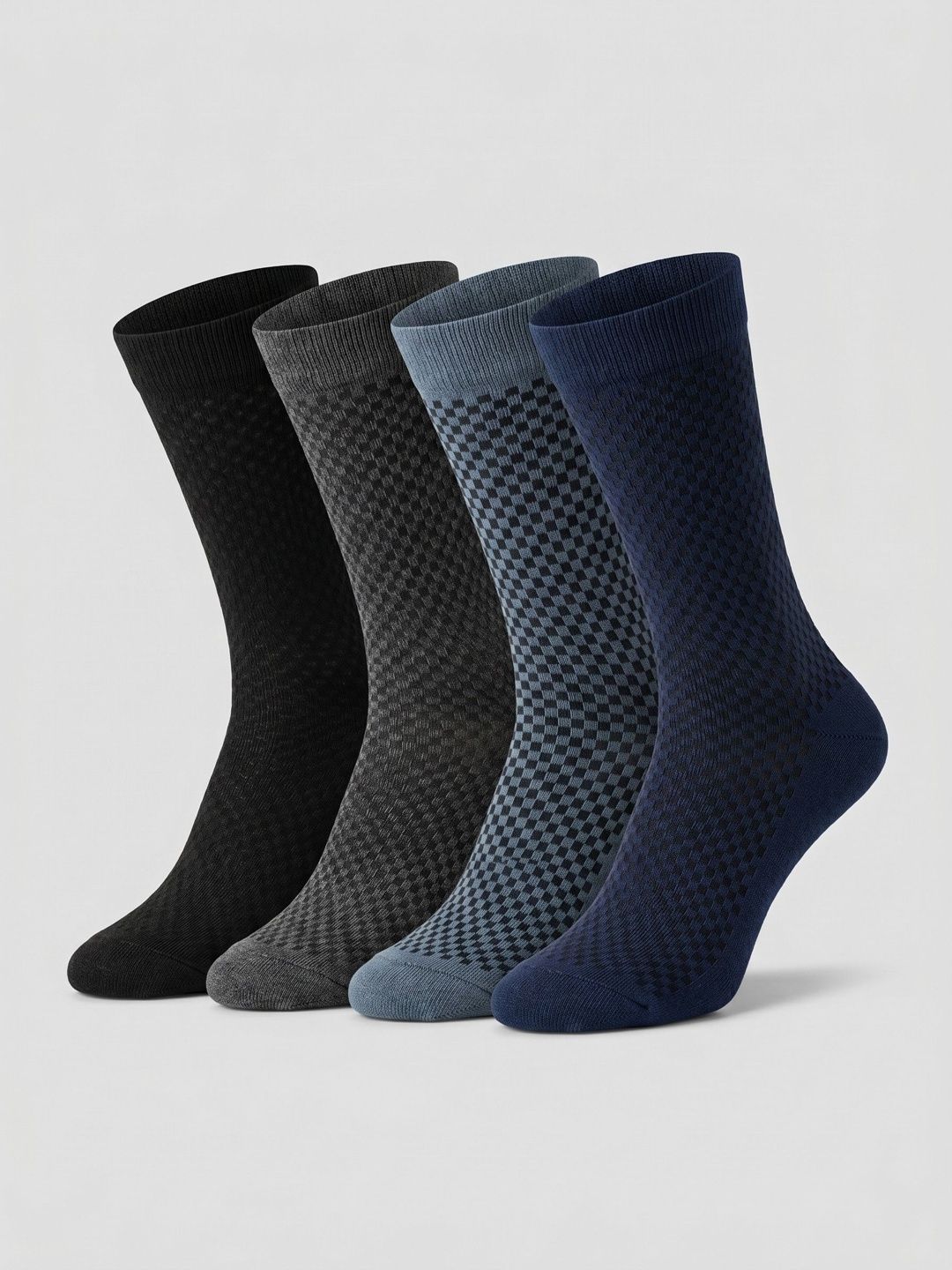 Moda Rapido Men Pack of 4 Cotton Blend Checked Calf Length Socks
