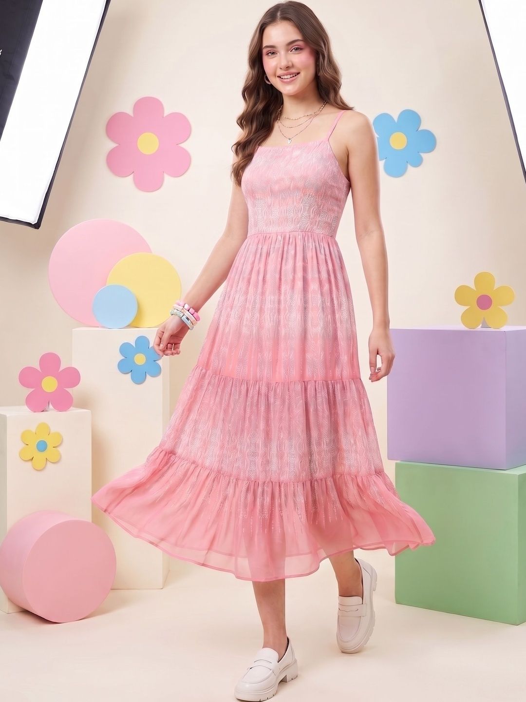JAKANARY Georgette A-Line Midi Dress