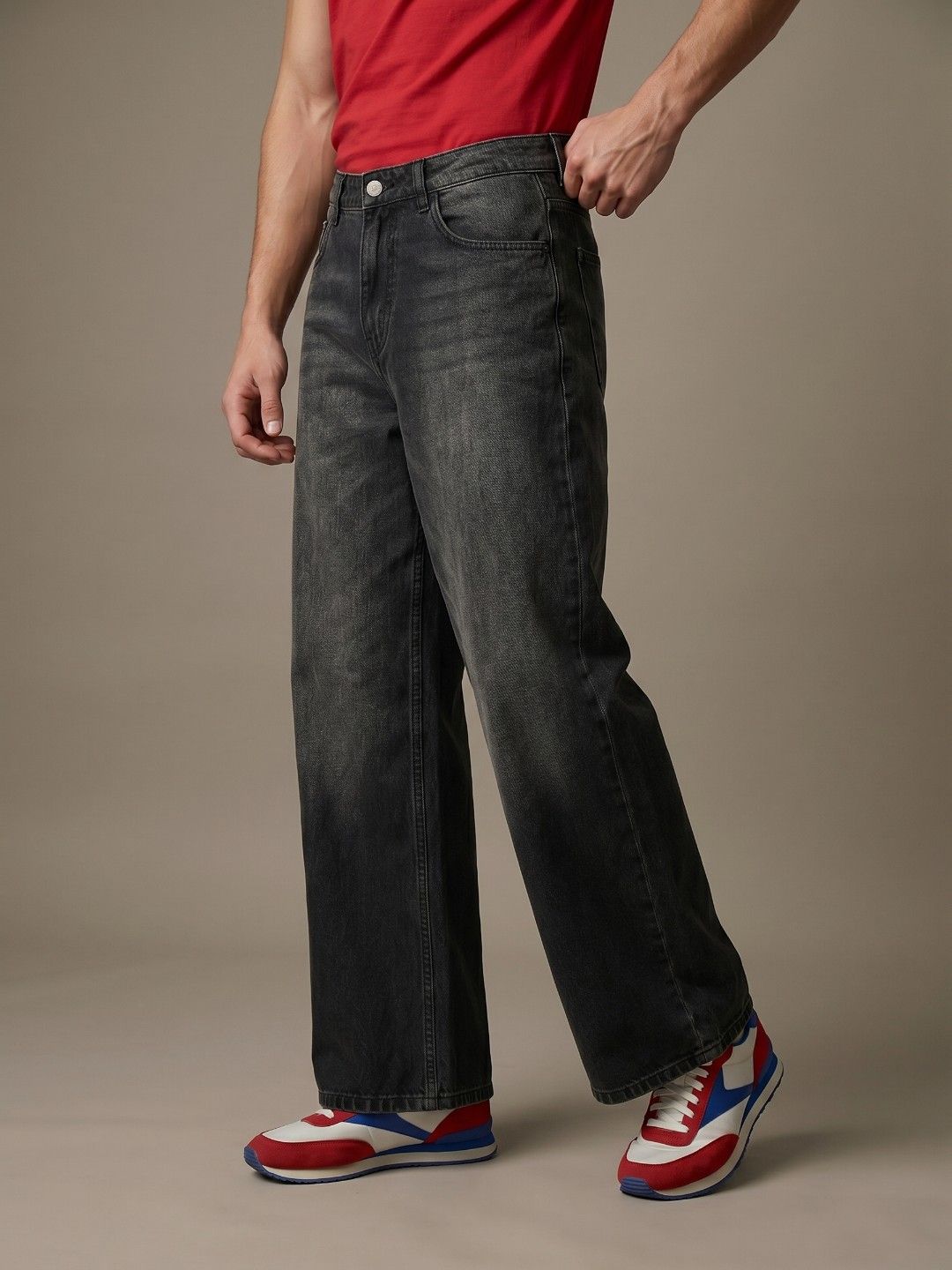 glitchez glitchez Men Loose Bootcut Mid-Rise Light Fade Jeans