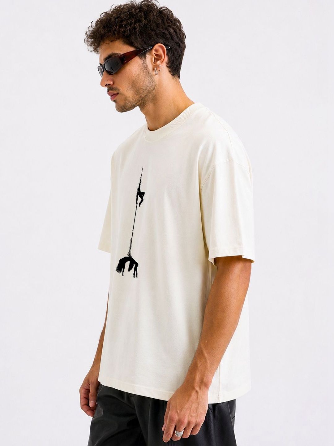 BRAHMOR Men Printed Drop-Shoulder Sleeves T-shirt
