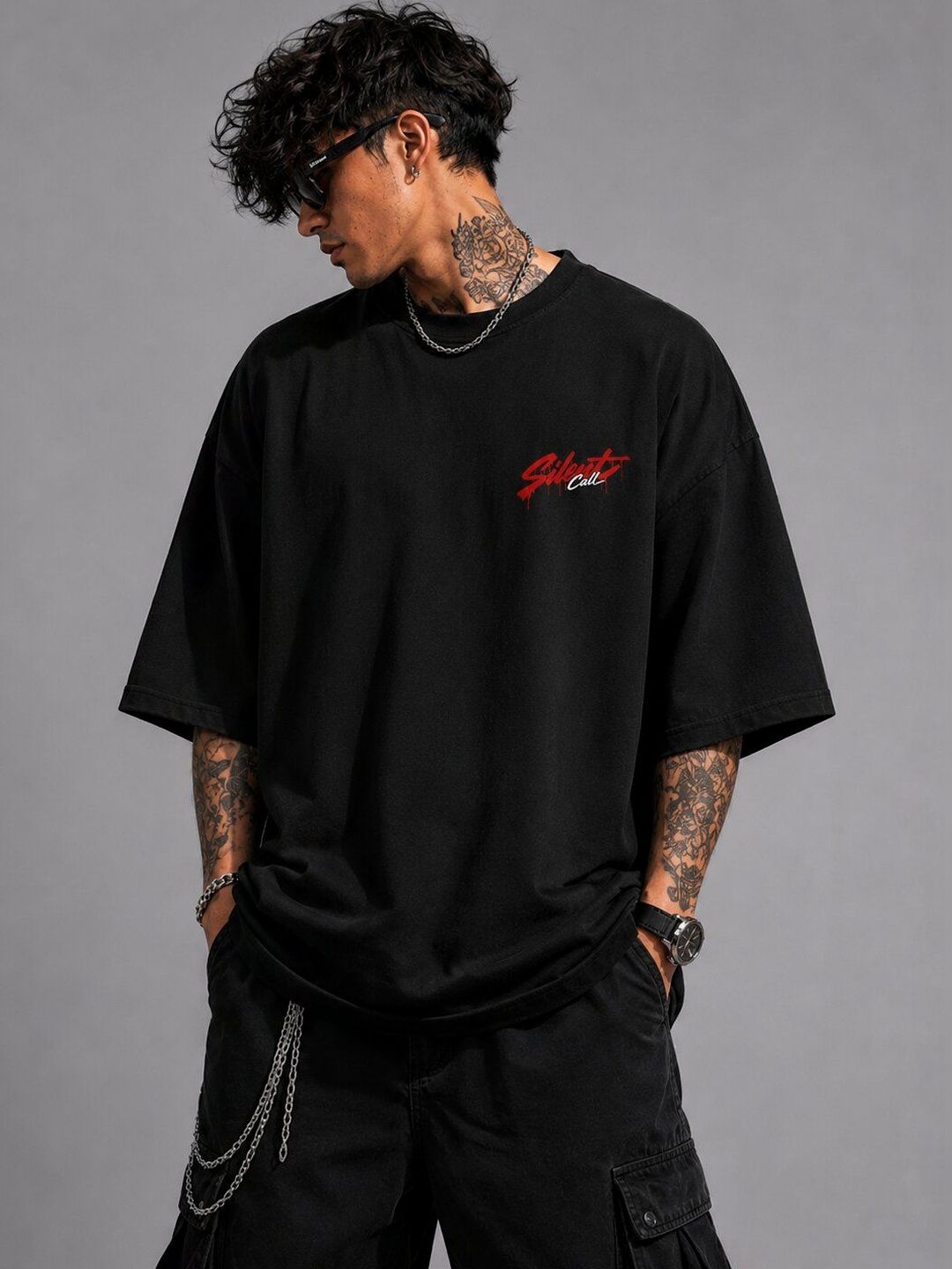 HERE&NOW HERE&NOW Men Printed Drop-Shoulder Sleeves T-shirt