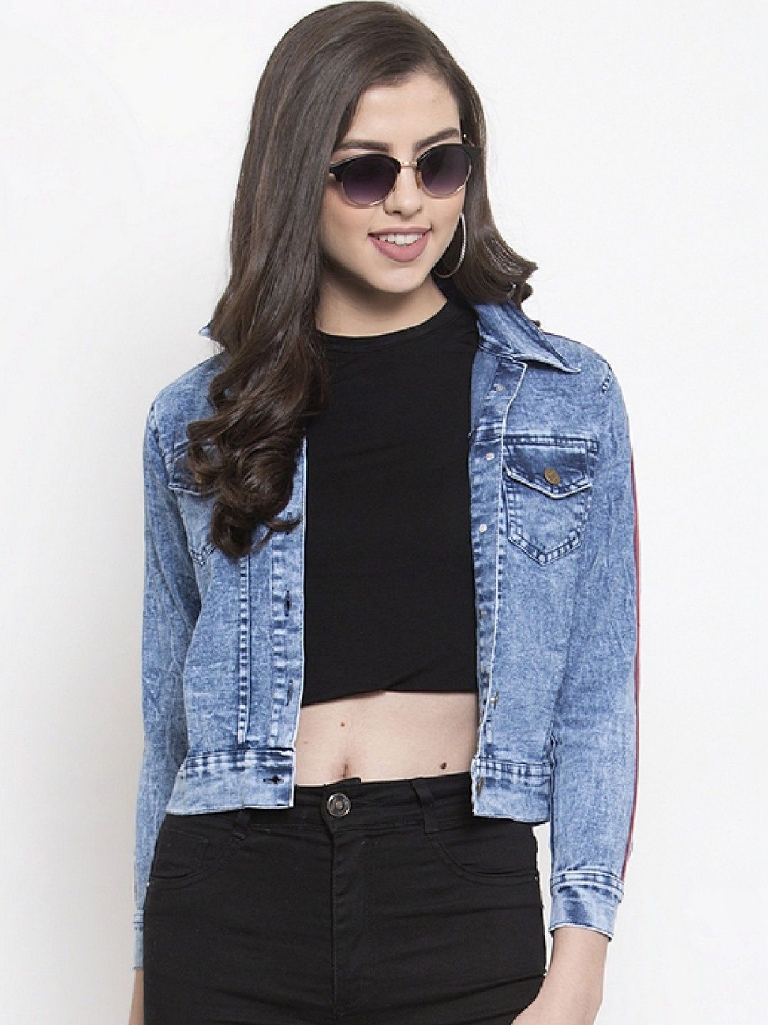 Kaali Peeli Kaali Peeli Women Washed Crop Denim Jacket