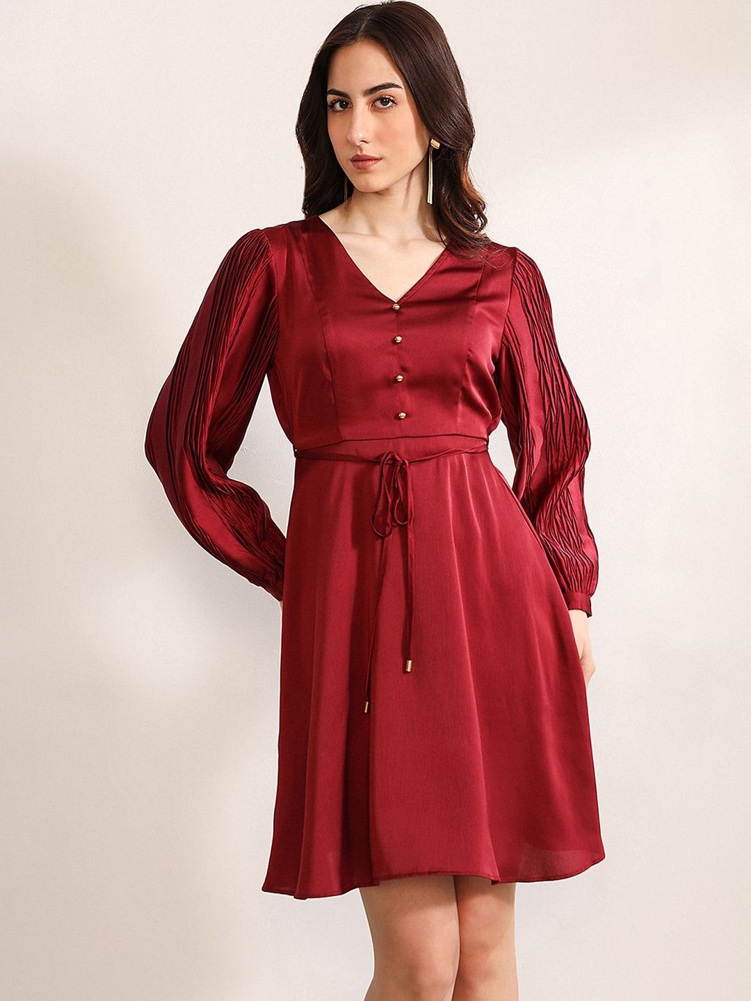 A-Line Puff Sleeve Dress Kazo Puff Sleeve A-Line Dress