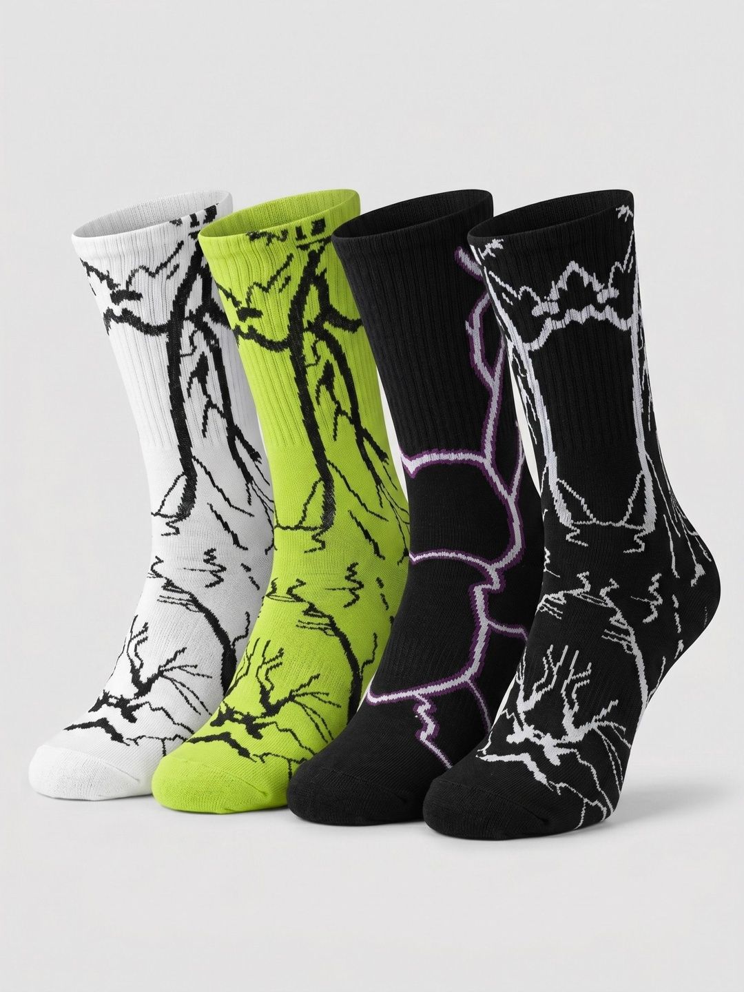 Moda Rapido Men Pack of 4 Cotton Blend Patterned Calf Length Socks