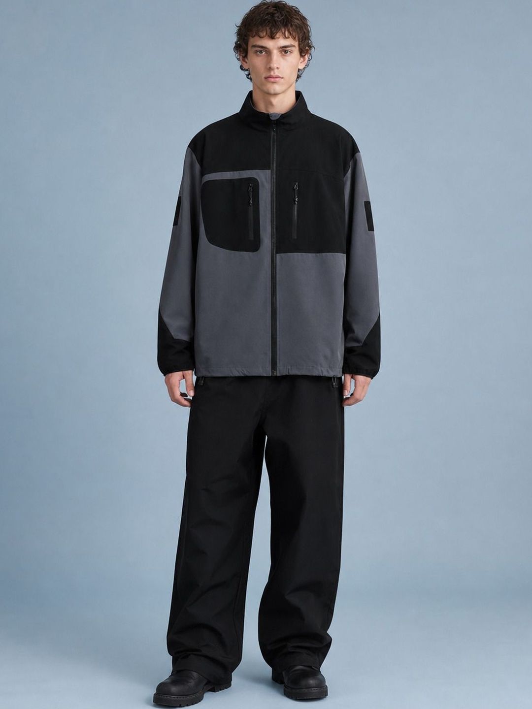 ATELIER REBEL Men Colourblocked Outdoor Open Front Jacket