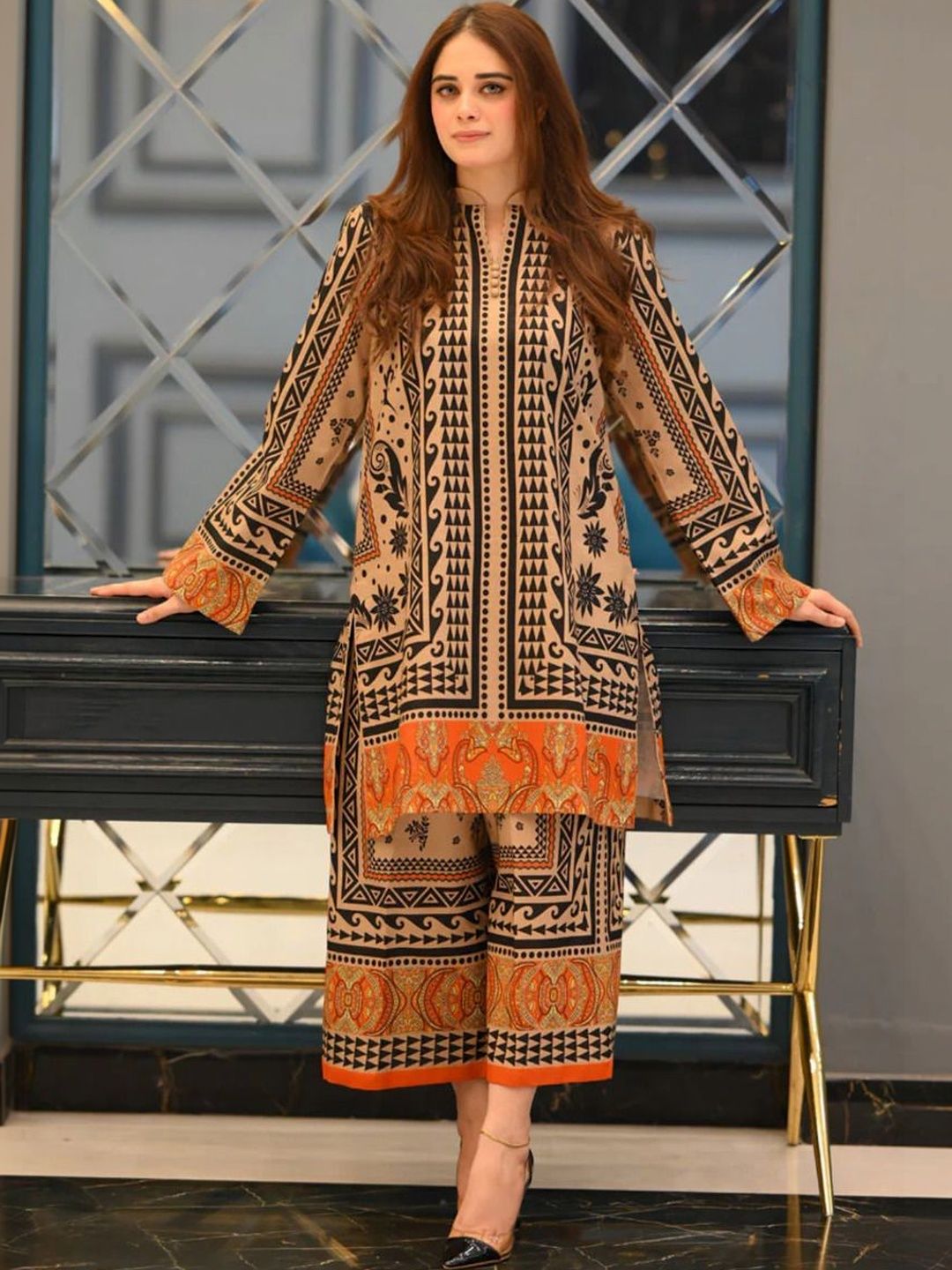 Sangria Printed Tunic with Palazzos