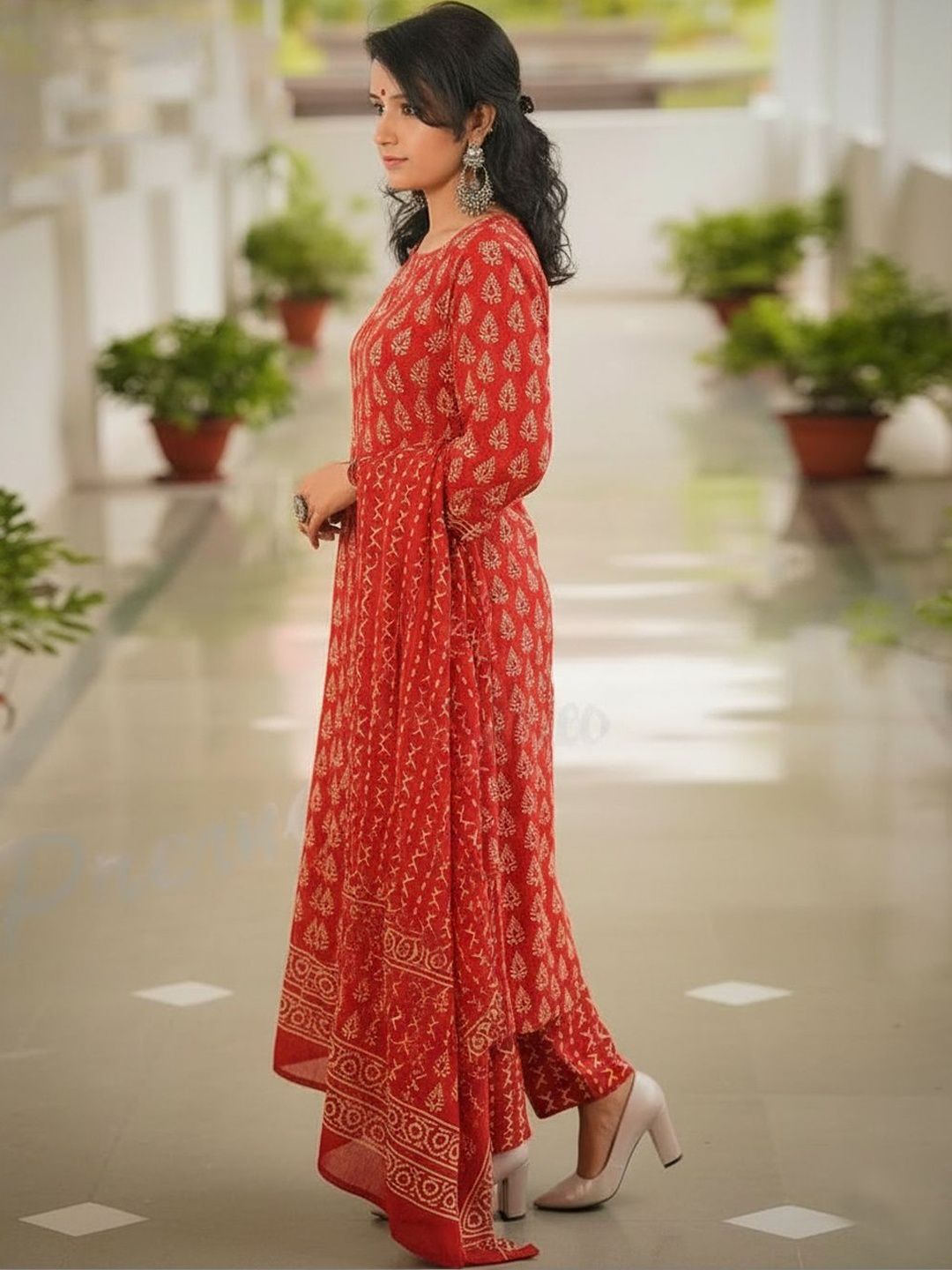 JK Design Studio Women Ethnic Motifs Printed Regular Kurta with Trousers & With Dupatta