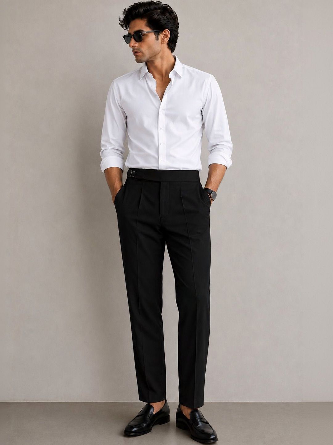 Kotty Kotty Men Gurkha Pants Style Straight Fit Pleated Pants