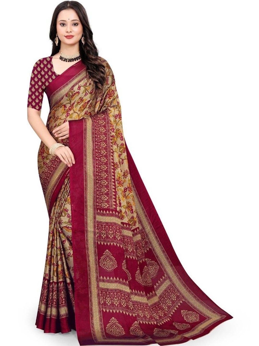 pvssaree Floral Pure Chiffon Saree