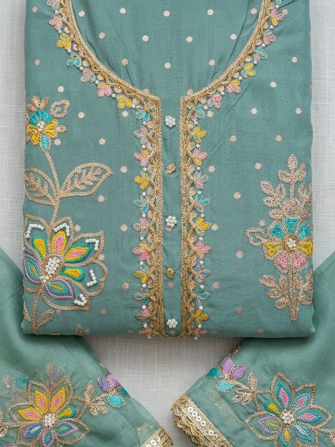 WaCraz Embroidered Semi-Stitched Dress Material