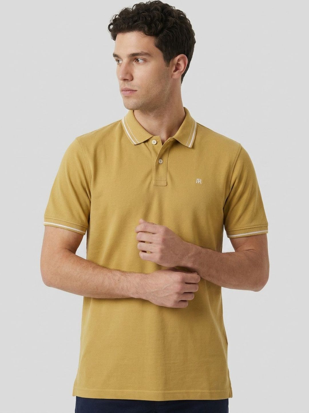 Raymond Men Brand Logo Polo Collar Pure Cotton Slim Fit T-shirt