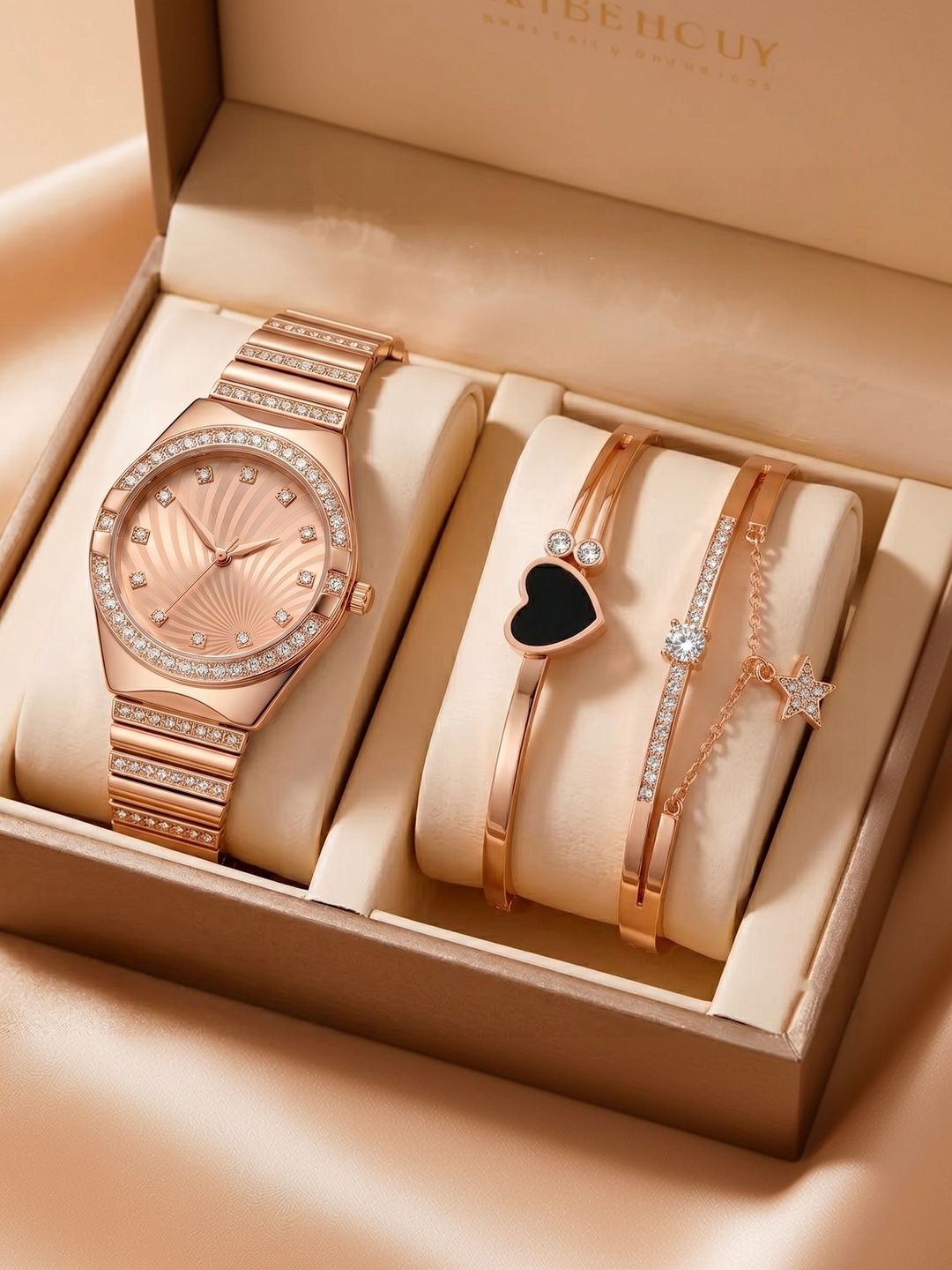 WATCHSTAR Women Dial & Stainless Steel Bracelet Style Straps Analogue Watch Wristy Copper&2 bracelet
