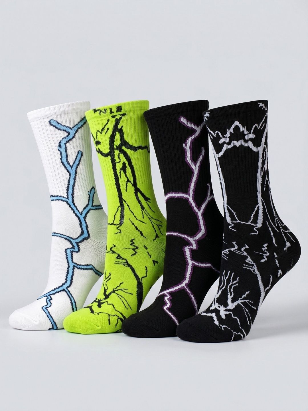 Moda Rapido Men Pack of 4 Cotton Blend Patterned Calf Length Socks