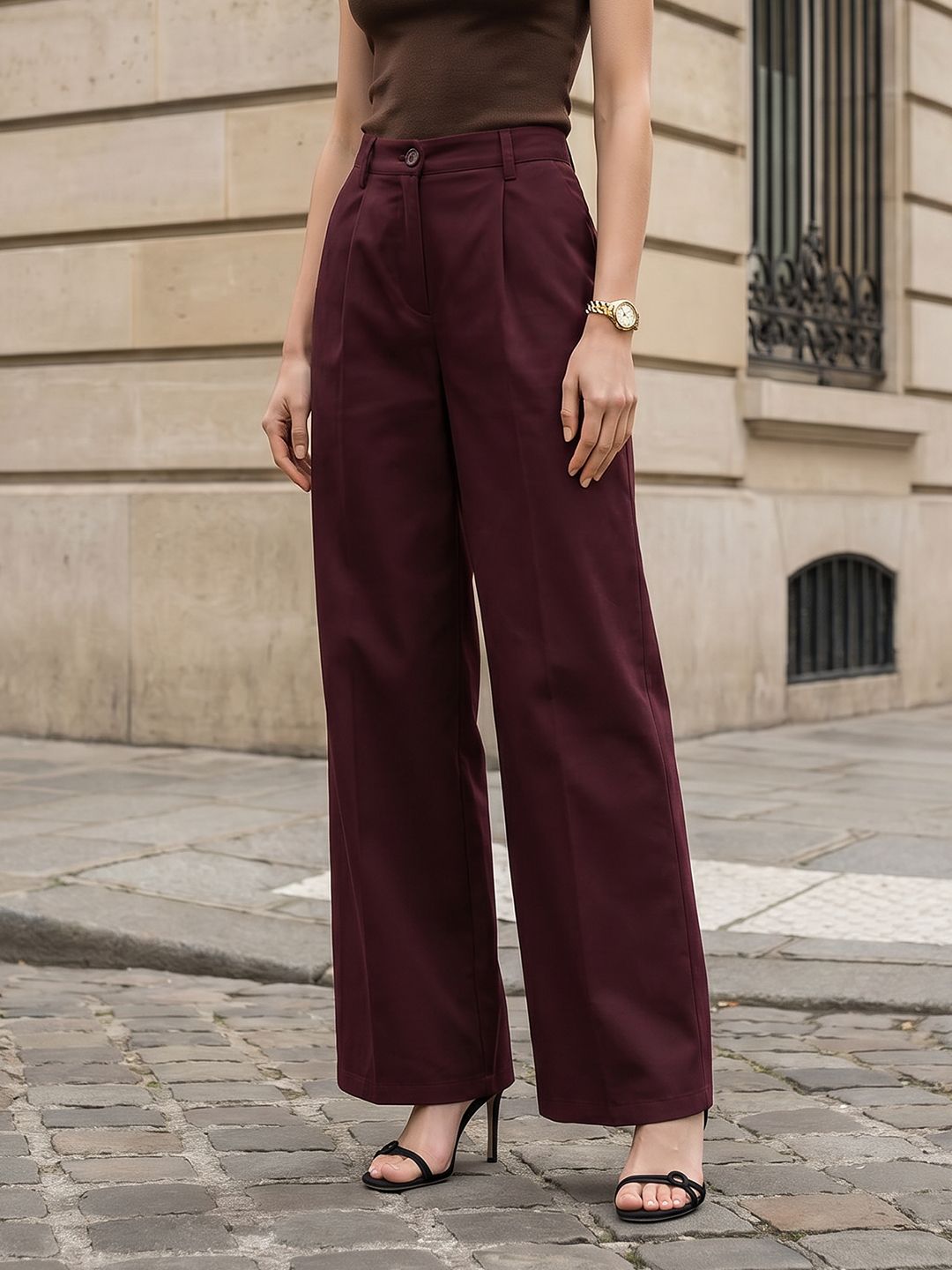 Chemistry Chemistry Women Pleated Wide Leg Formal Trousers