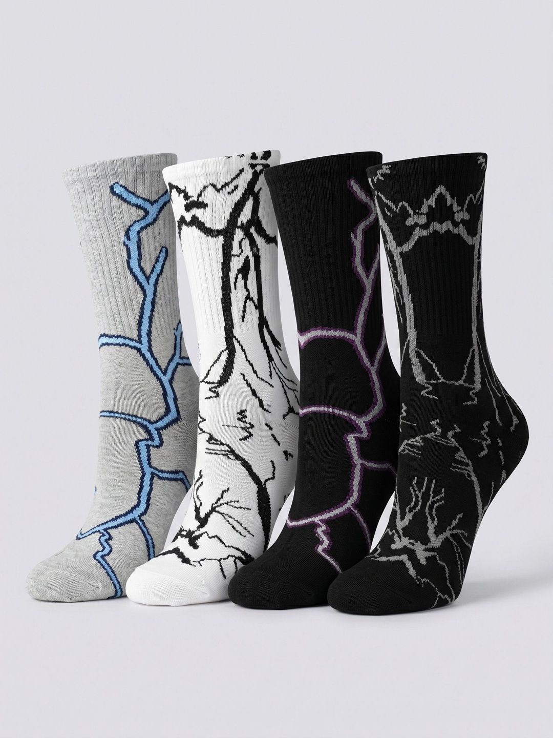 Moda Rapido Men Pack of 4 Cotton Blend Patterned Calf Length Socks