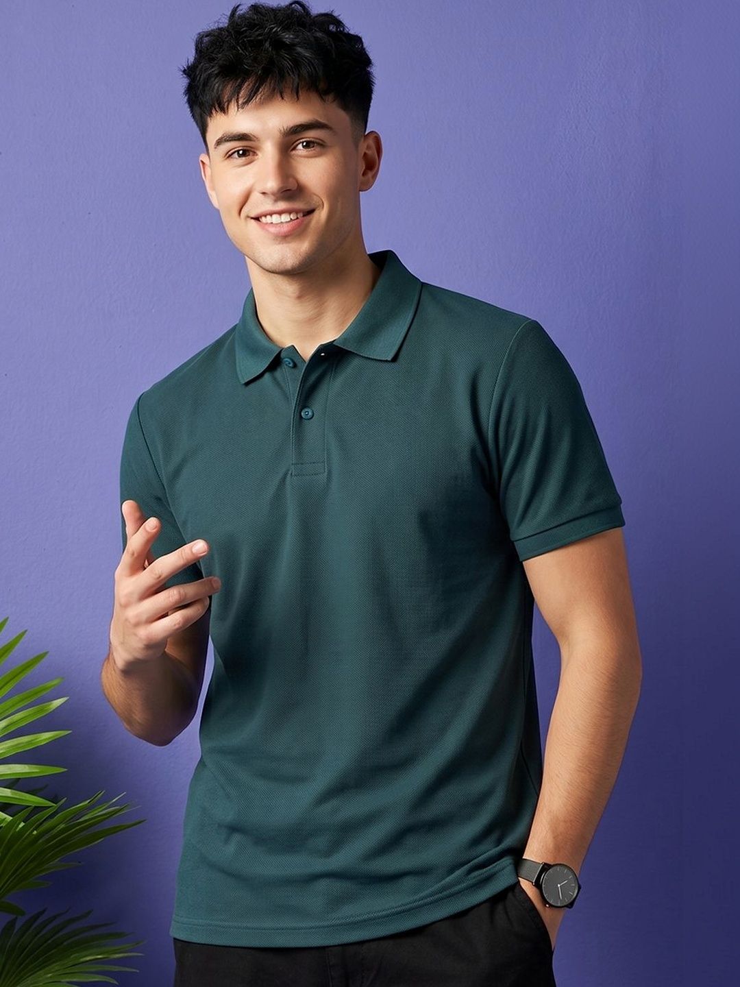 HERE&NOW Men Polo Collar T-shirt