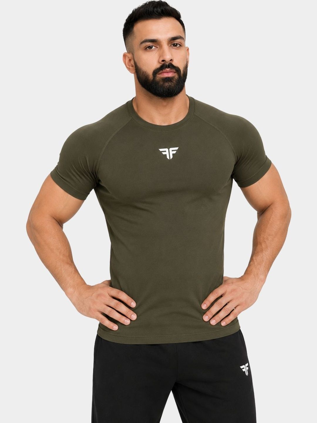 BRUTE FORCE Men Brand Logo Compression T-shirt